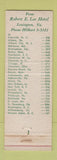 Matchbook Cover - Robert E Lee Hotel Lexington VA