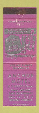 Matchbook Cover - Anchor Motel Bristol VA WEAR