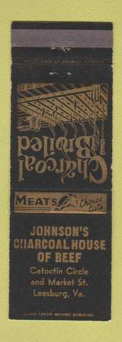 Matchbook Cover - Johnson's Charcoal House of Beef Leesburg VA