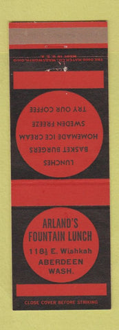 Matchbook Cover - Arland's Fountain Lunch Aberdeen WA