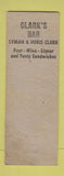 Matchbook Cover - Clark's Bar New Reigel OH