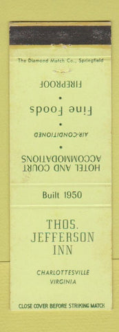 Matchbook Cover - Thomas Jefferson Inn Charlottesville VA