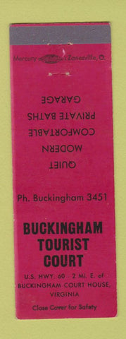 Matchbook Cover - Buckingham Tourist Court Buckingham Court House VA
