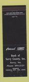 Matchbook Cover - Bank of Surrey County Surry VA