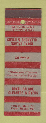 Matchbook Cover - Royal Palace Cleaners Front Royal VA low phone # WEAR