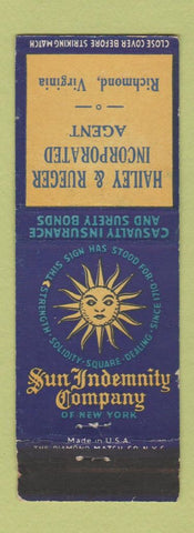 Matchbook Cover - Hailey and Rueger Insurance Richmond VA WEAR