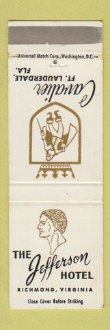 Matchbook Cover - Jefferson Hotel Richmond VA Cavalier Fort Lauderdale FL