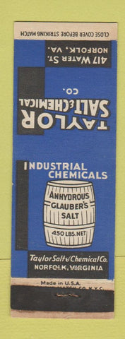 Matchbook Cover - Taylor Salt and Chemical Norfolk VA WEAR