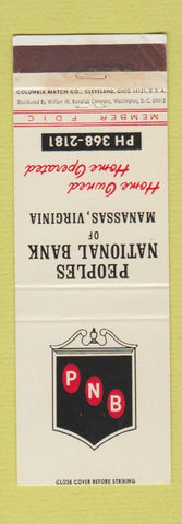 Matchbook Cover - Peoples National Bank Manassas VA