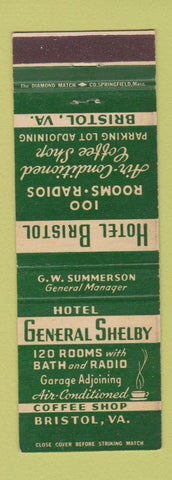 Matchbook Cover - Hotels General Shelby Bristol VA