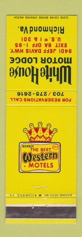 Matchbook Cover - White House Motor Lodge Richmond VA Best Western