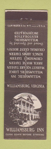 Matchbook Cover - Williamsburg Inn VA