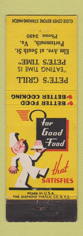 Matchbook Cover - Pete's Grill Portsmouth VA #1