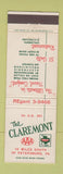 Matchbook Cover - The Claremont Petersburg VA motel