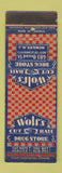 Matchbook Cover - Wolf's Cut Rate Drug Newark NJ WORN