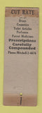 Matchbook Cover - Wolf's Cut Rate Drug Newark NJ WORN