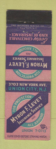 Matchbook Cover - Myron Levey Insurance Union City NJ