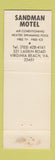 Matchbook Cover - Sandman Motel Virginia Beach VA
