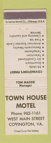 Matchbook Cover - Town House Motel Covington VA WEAR