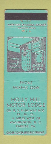 Matchbook Cover - Holly Hill Motor Lodge Fairfax VA