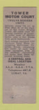 Matchbook Cover - Tower Motor Court Luray VA