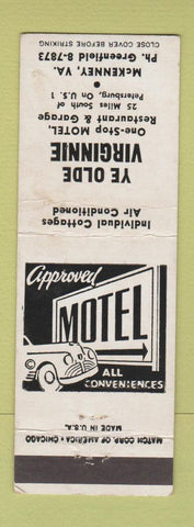 Matchbook Cover - Ye Olde Virginnie Motel McKenney VA WEAR