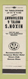Matchbook Cover - Nixon's Motel Restaurant Middletown VA