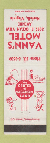Matchbook Cover - Vann's Motel Norfolk VA