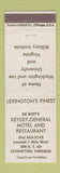 Matchbook Cover - De Witt's Keydet General Motel Lexington VA WHITE