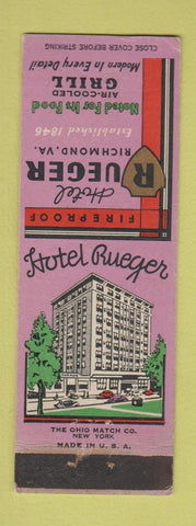 Matchbook Cover - Hotel Rueger Richmond VA WEAR