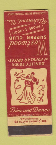 Matchbook Cover - Westwood Supper Club Richmond VA