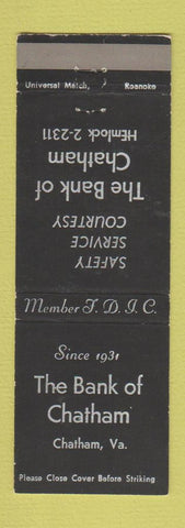 Matchbook Cover - Bank of Chatham VA
