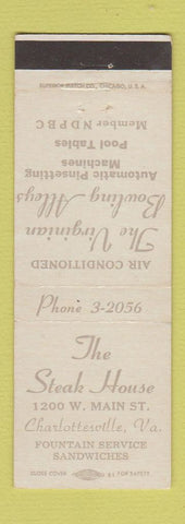 Matchbook Cover - Steak House Virginian Bowling billiards Charlottesville VA
