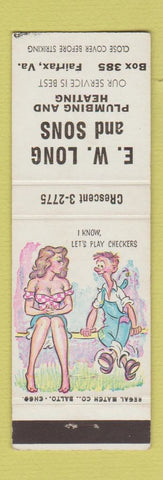 Matchbook Cover - EW Long and Sons Plumbing Heating Fairfax VA Hillbilly
