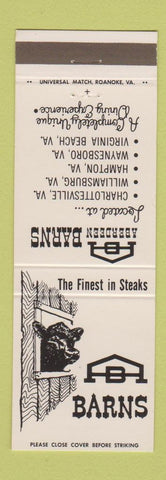 Matchbook Cover - Aberdeen Barns Charlottesville Williamsburg Hampton VA