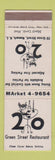 Matchbook Cover - 20 Green Street Restaurant Newark NJ