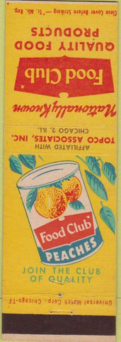 Matchbook Cover - Food Club Peaches Chicago IL