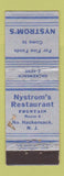 Matchbook Cover - Nystrom's Restaurant North Hackensack NJ WORN