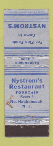 Matchbook Cover - Nystrom's Restaurant North Hackensack NJ WORN