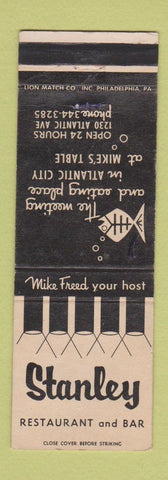 Matchbook Cover - Stanley Restaurant Atlantic City NJ