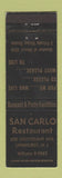 Matchbook Cover - San Carlo Restaurant Lyndhurst NJ