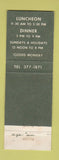 Matchbook Cover - The Afton Restaurant Florham Park NJ