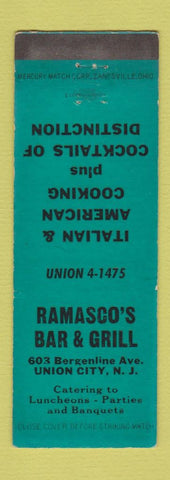 Matchbook Cover - Ramasco's Bar Grill Italian Union City NJ