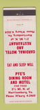 Matchbook Cover - Pye's Dining Room Cardinal Motel Harrisonburg VA