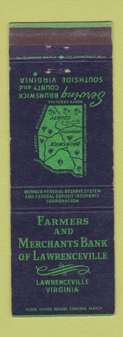 Matchbook Cover - Farmers and Merchants Bank Lawrenceville VA