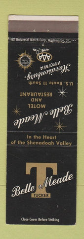 Matchbook Cover - Belle Meade Motel Restaurant Harrisonburg VA
