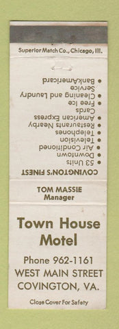 Matchbook Cover - Town House Motel Covington VA WEAR