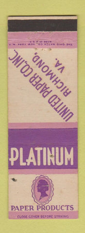 Matchbook Cover - Platinum Paper Products Richmond VA