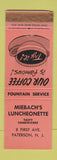 Matchbook Cover - Miebach's Lunch Paterson NJ WORN SALMON