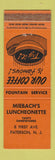 Matchbook Cover - Miebach's Lunch Paterson NJ WEAR ORANGE
